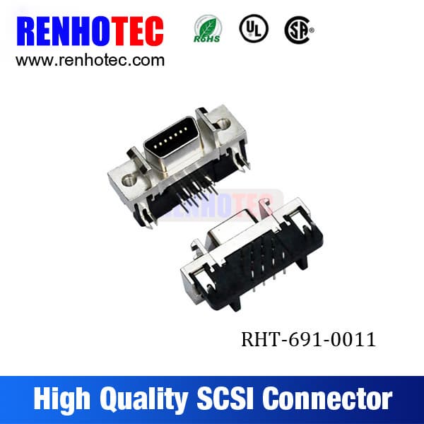 Right Angle 14P CN Type SCSI Female Connector For PCB Mount
